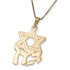 24K Gold Plated Hebrew Name Necklace with Star of David Default Category
